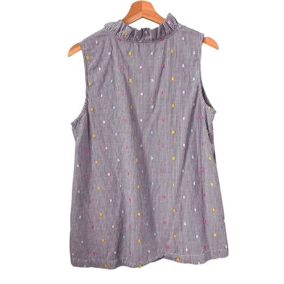 Crown & Ivy Swiss Dot Striped Blouse in Size Large - Picture 3 of 7